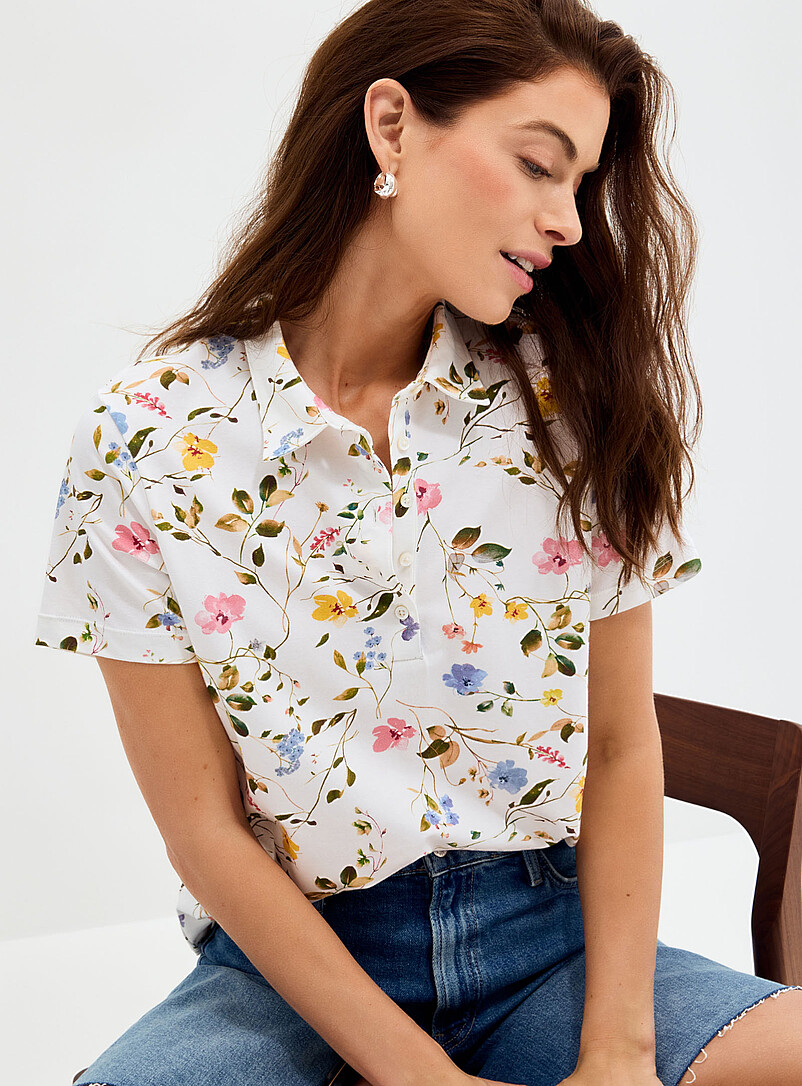 Patterned Stretch Jersey Polo Shirt