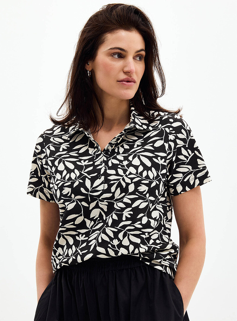 Patterned Stretch Jersey Polo Shirt