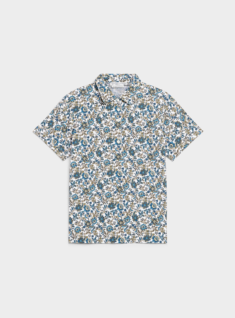 Patterned Stretch Jersey Polo Shirt