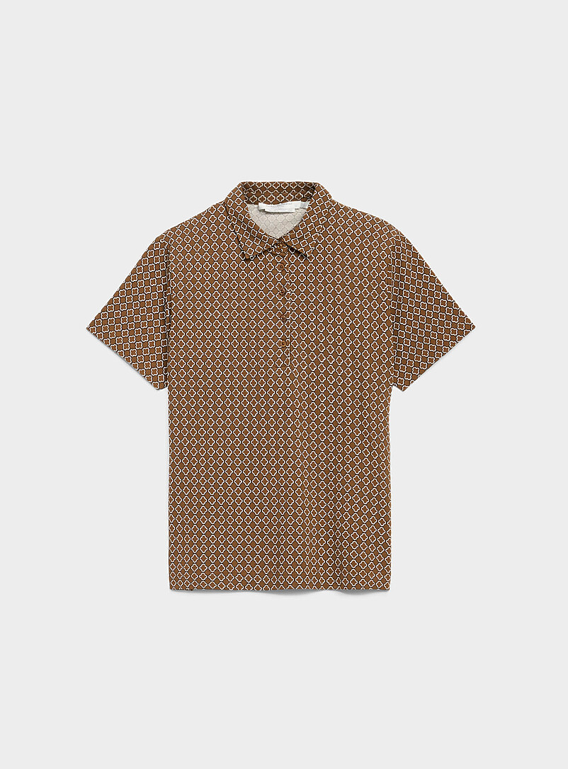 Patterned Stretch Jersey Polo Shirt