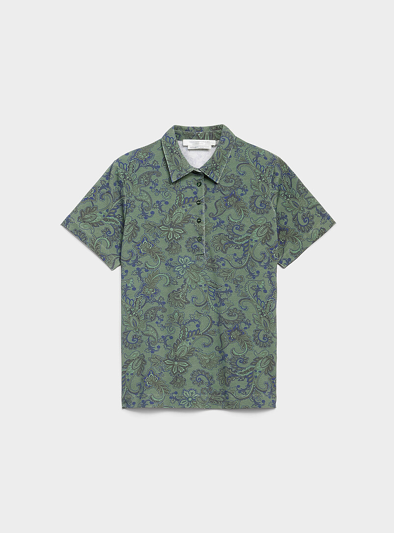 Patterned Stretch Jersey Polo Shirt