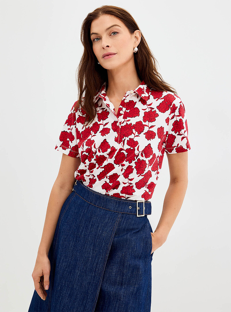 Patterned Stretch Jersey Polo Shirt