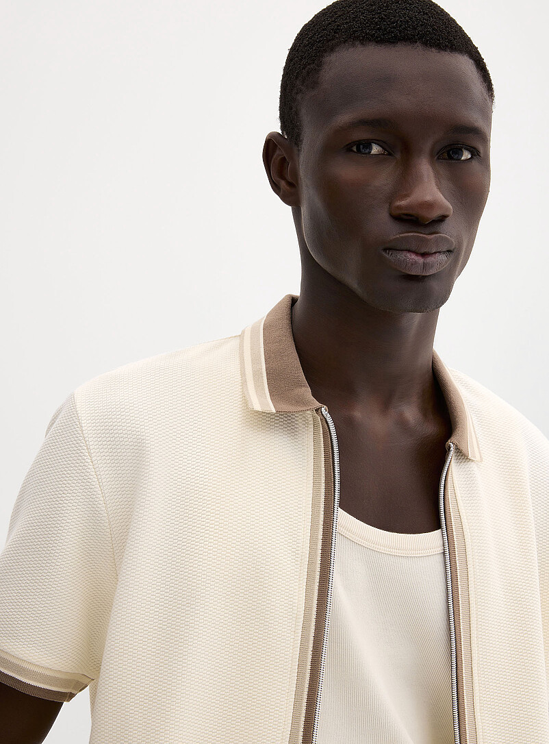 Zipped polo-collar waffled jersey cardigan Standard fit product image 2