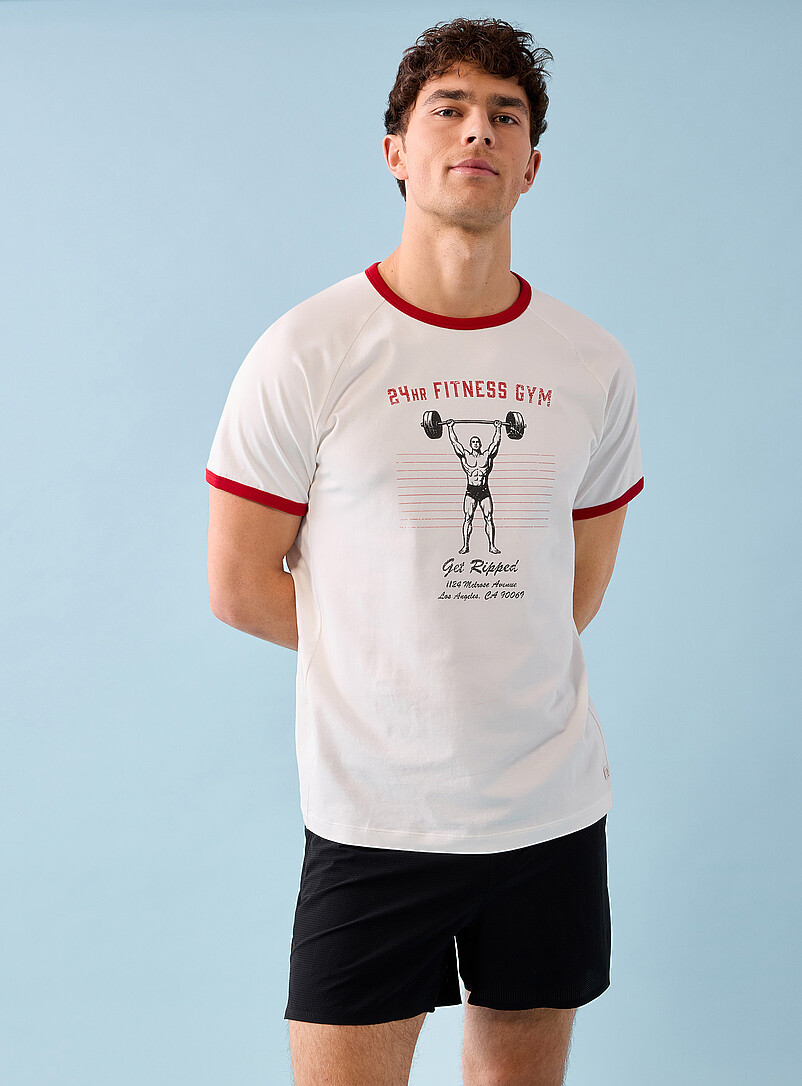 Retro Fitness Print Raglan T-Shirt