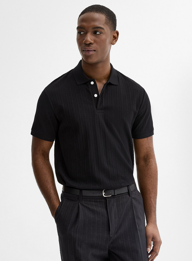 Textured jersey polo product image (primary)