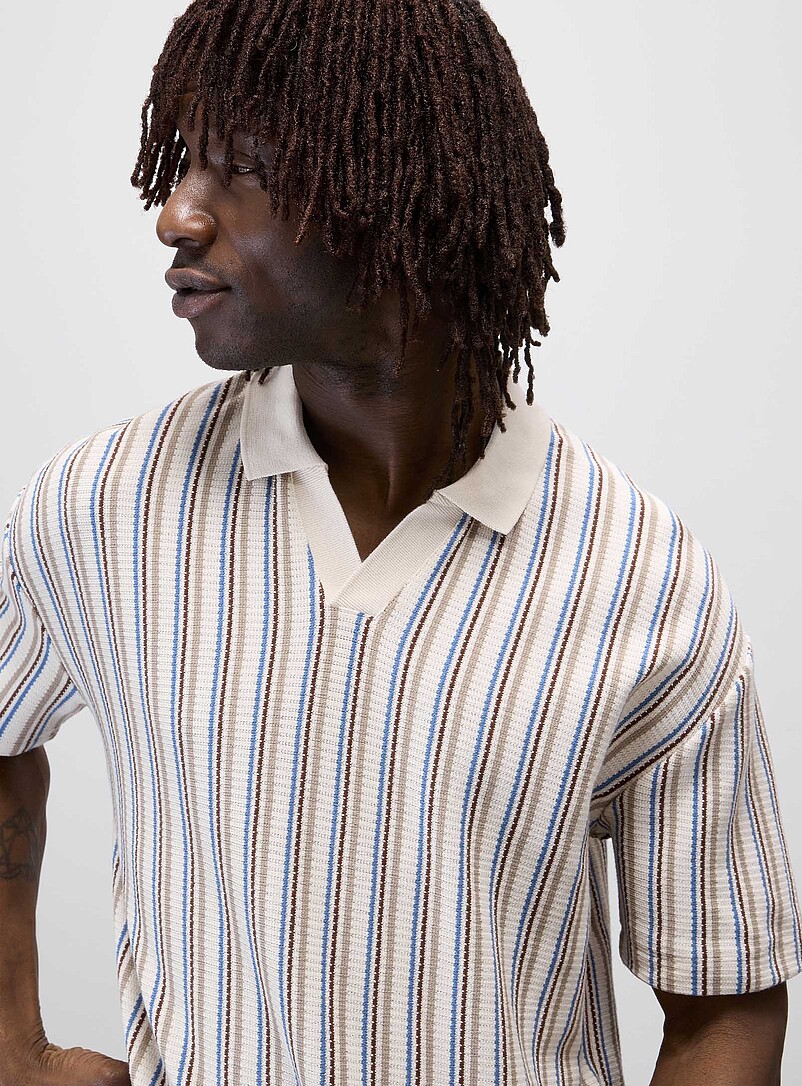 Retro stripe Johnny-collar polo Comfort fit product image 2