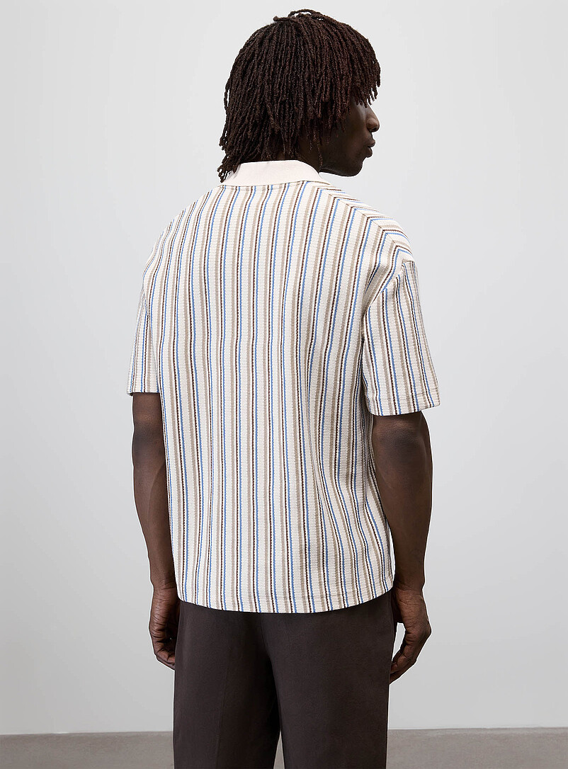 Retro stripe Johnny-collar polo Comfort fit product image 3