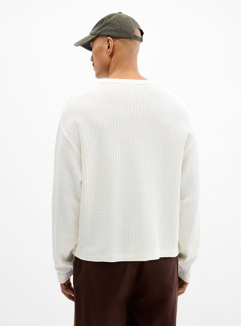 Pointelle stripe knit T-shirt Oversized fit product image 2