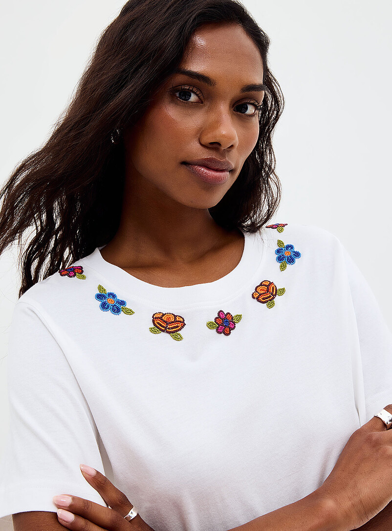 Small beads pure organic cotton boxy-fit T-shirt product image 2