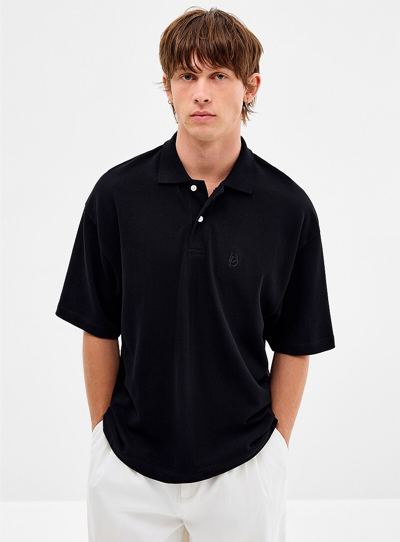 Tone-On-Tone Embroidered Logo Piqué Polo Oversized Fit