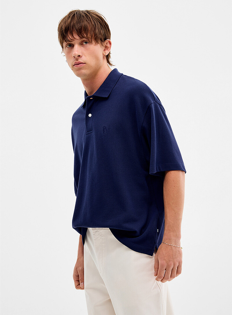 Tone-On-Tone Embroidered Logo Piqué Polo Oversized Fit