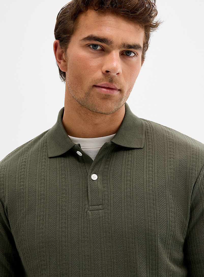 Jacquard Stripe Pointelle Polo