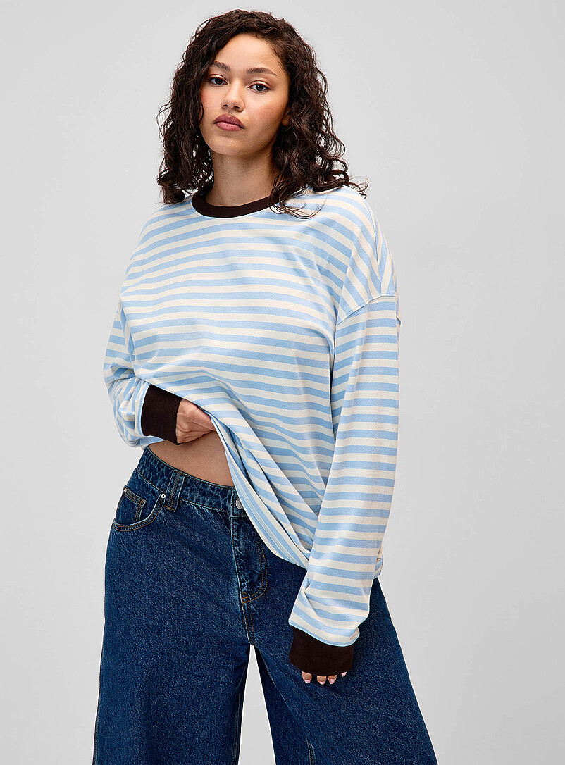 Loose contrast-trim organic cotton T-shirt product image (primary)