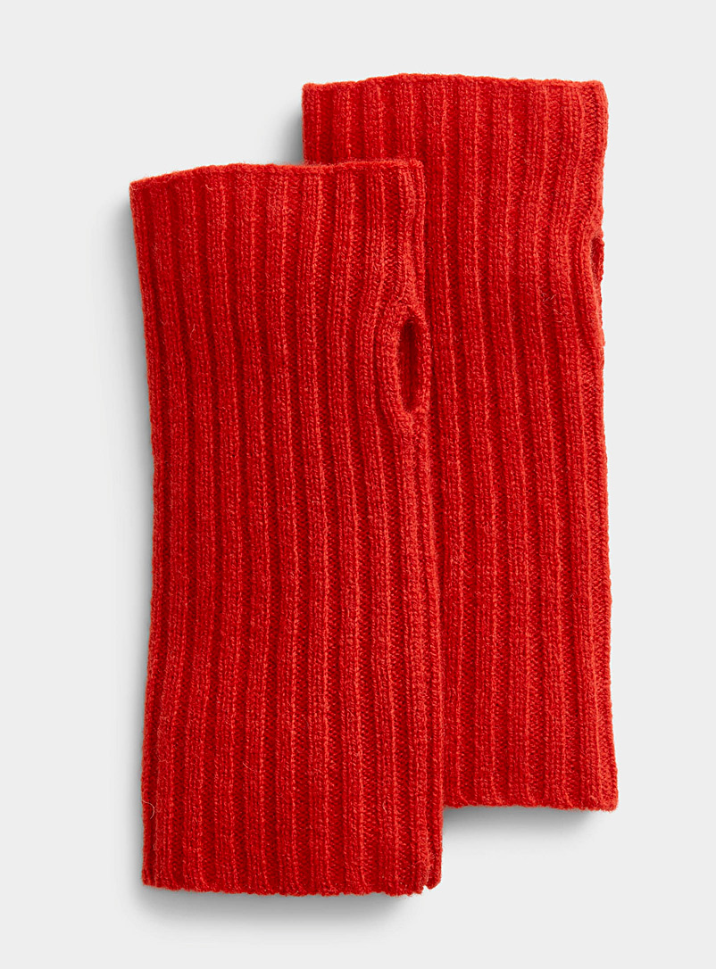 Simons Red Lambswool wrist warmers for women
