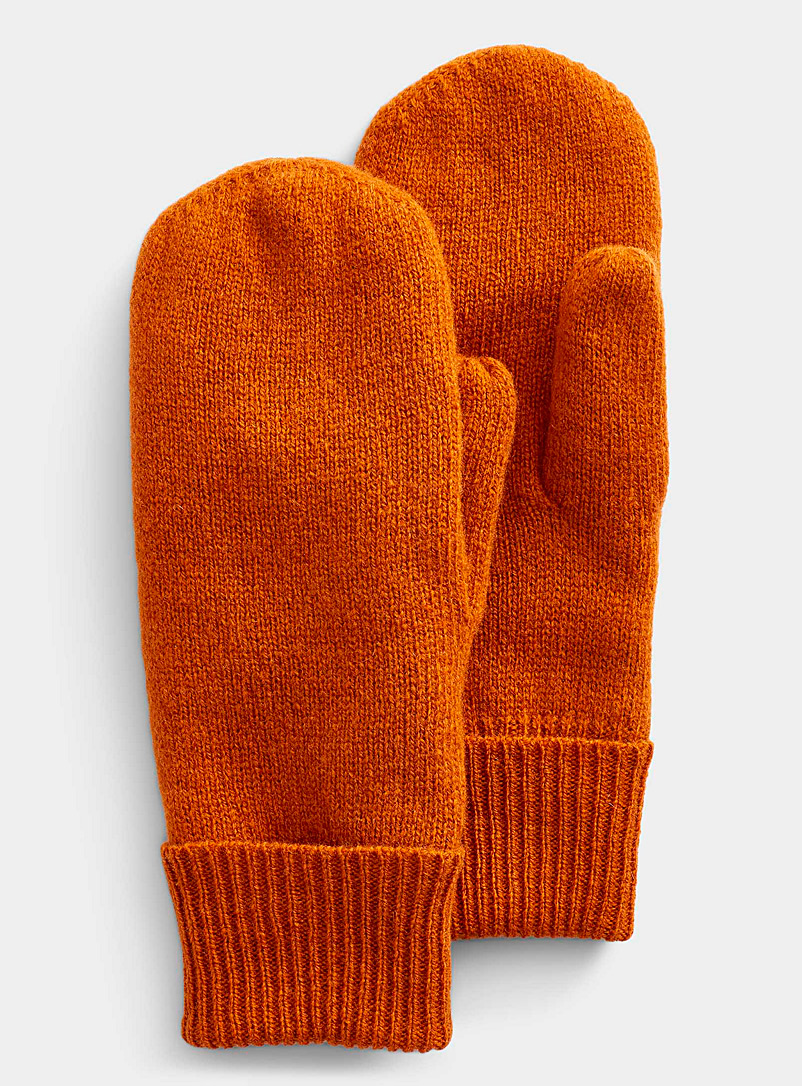 Simons Amber Bronze Polar fleece-lined wool mittens for women