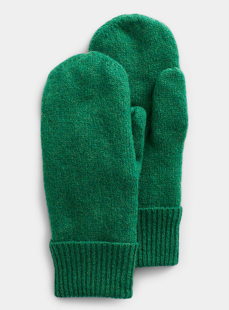 Simons Green Polar fleece-lined wool mittens for women