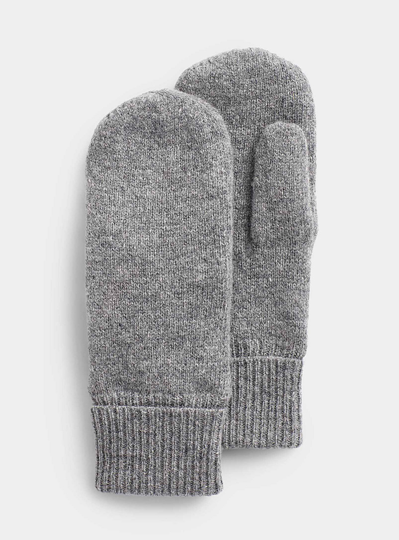 Simons Grey Polar fleece-lined wool mittens for women