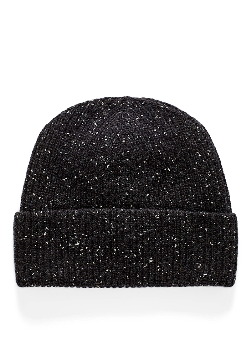 Simons Black Donegal-style wool tuque for women