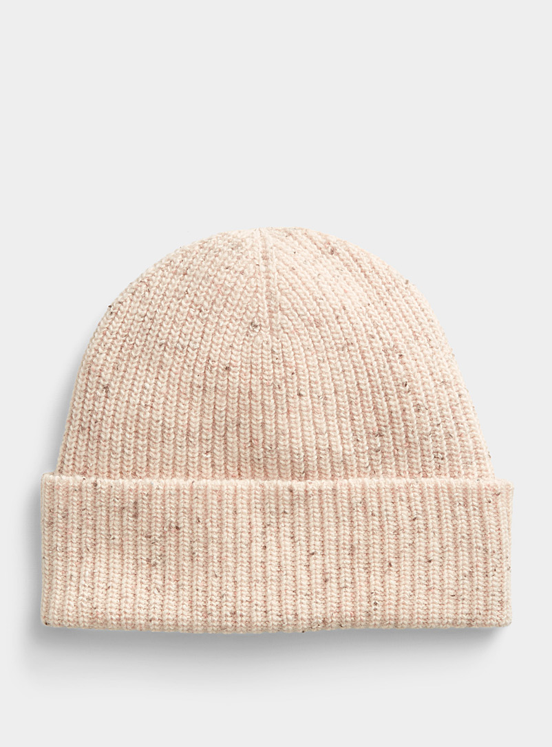 Simons Ivory White Donegal-style wool tuque for women
