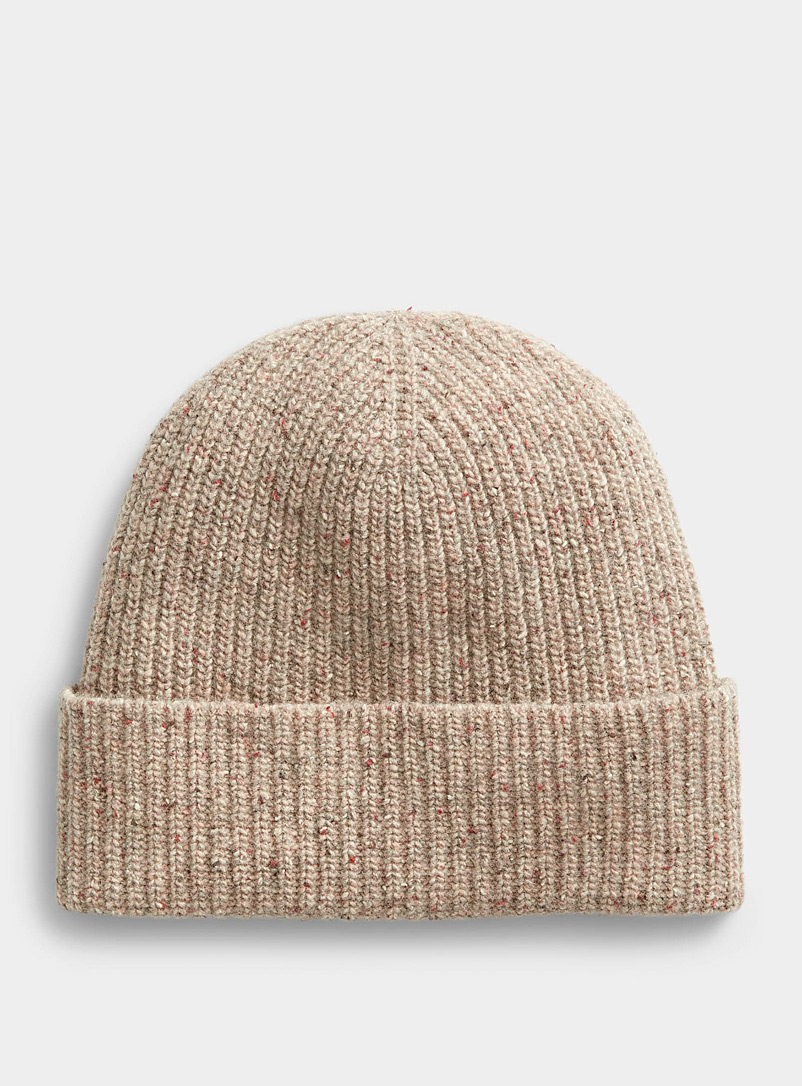 Simons Cream Beige Donegal-style wool tuque for women