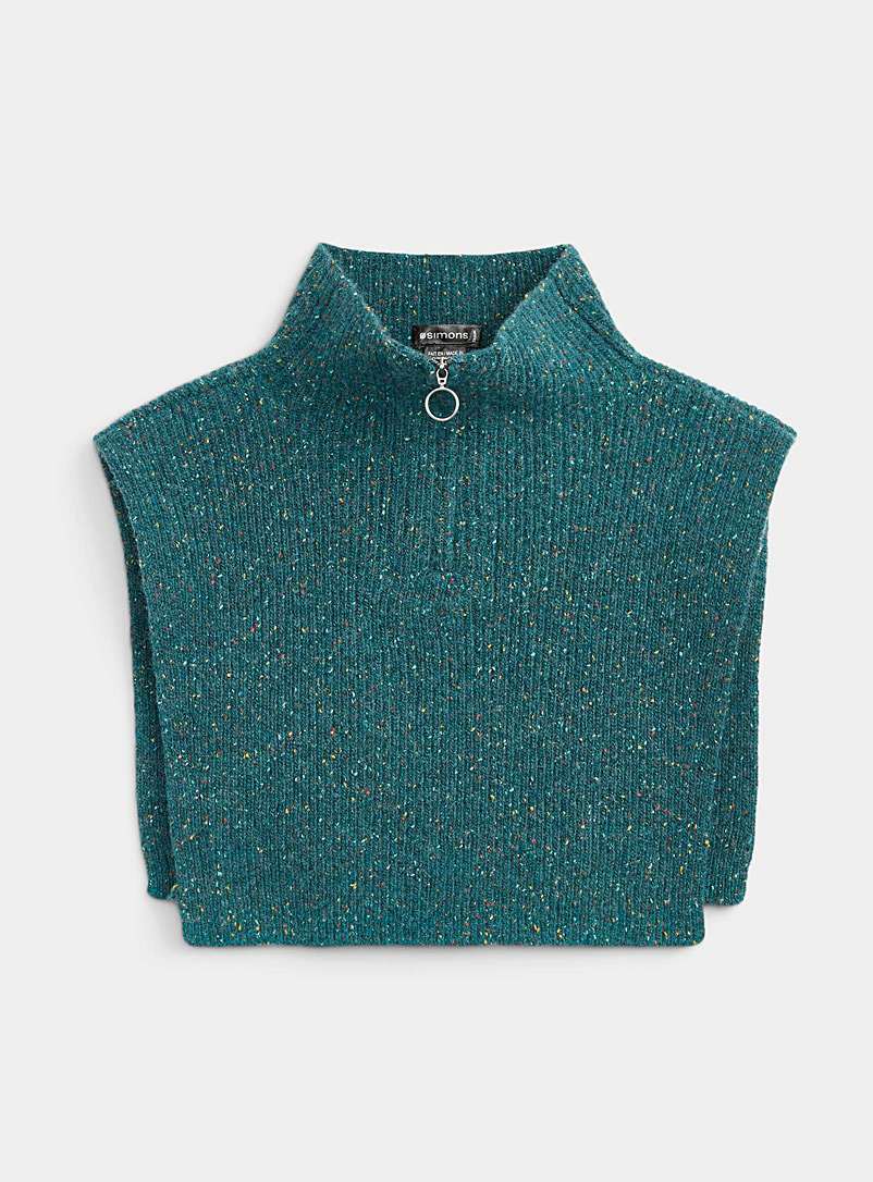 Simons Teal Donegal-style wool bib collar for women