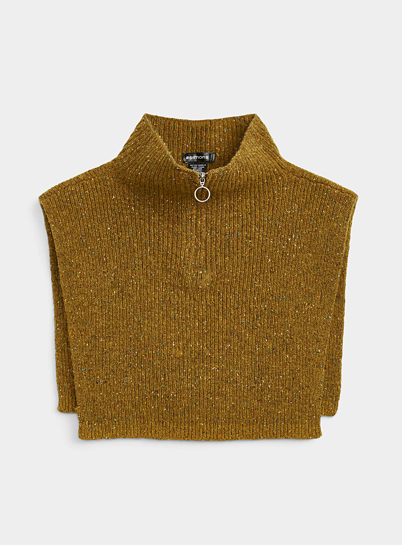 Simons Golden Yellow Donegal-style wool bib collar for women