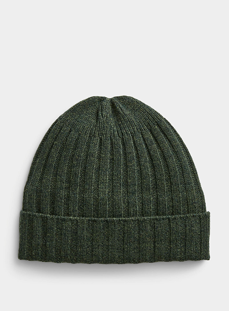 Le 31 Mossy Green Lambswool cuffed tuque for men
