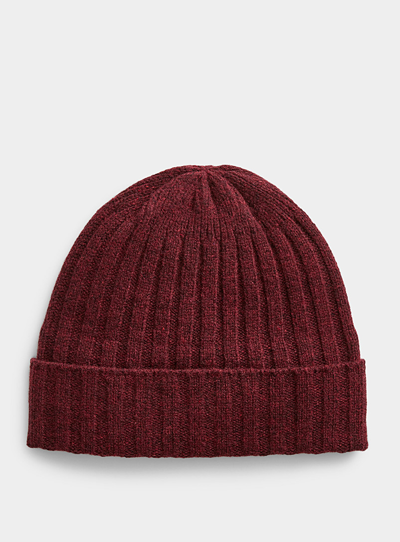 Le 31 Ruby Red Lambswool cuffed tuque for men