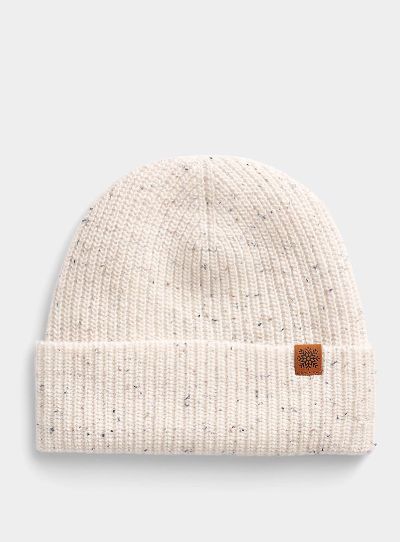 Simons Ivory White Flecked lambswool tuque for women