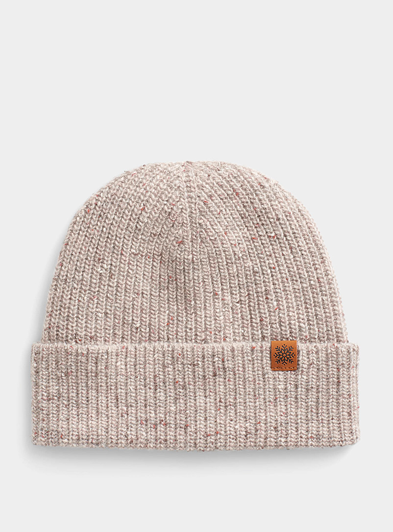 Simons Cream Beige Flecked lambswool tuque for women