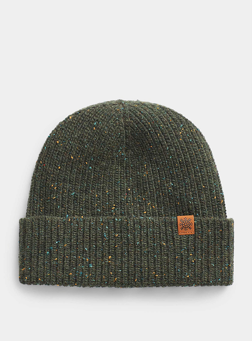 Simons Mossy Green Flecked lambswool tuque for women