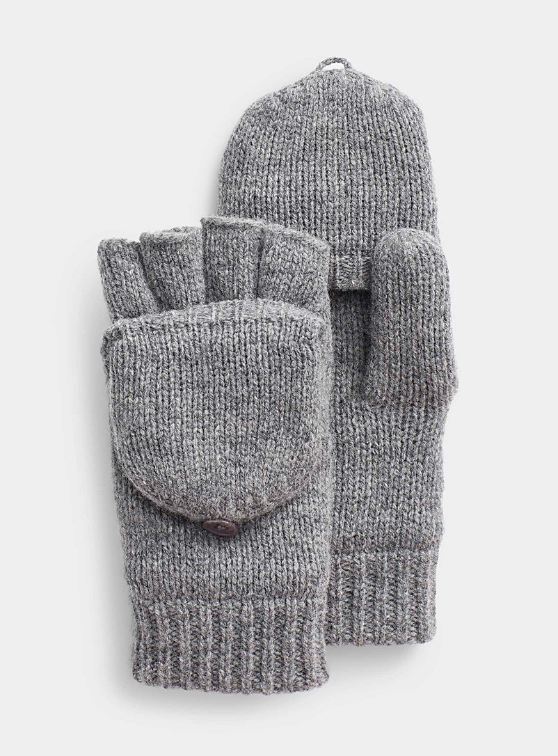 Simons Grey Essential flip-top gloves for women