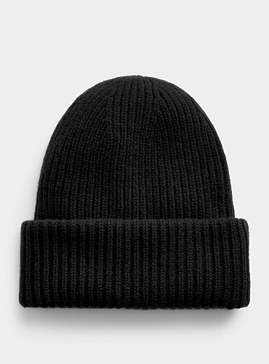 La tuque unie large revers pure laine