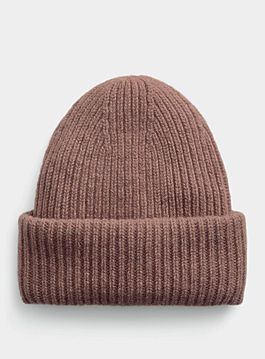 Pure wool wide-cuff solid tuque