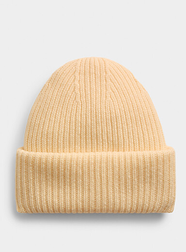 La tuque unie large revers pure laine