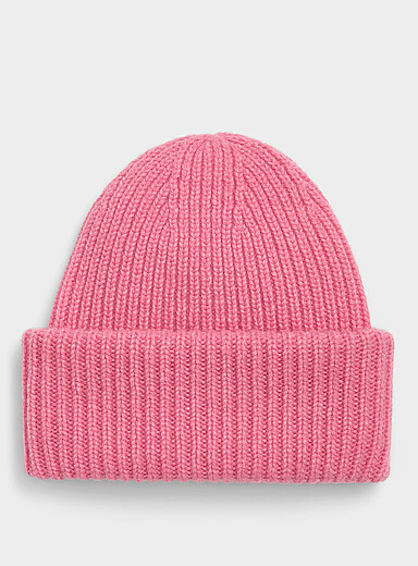 La tuque rose large revers pure laine responsable <b>En soutien &agrave; la Fondation cancer du sein</b>