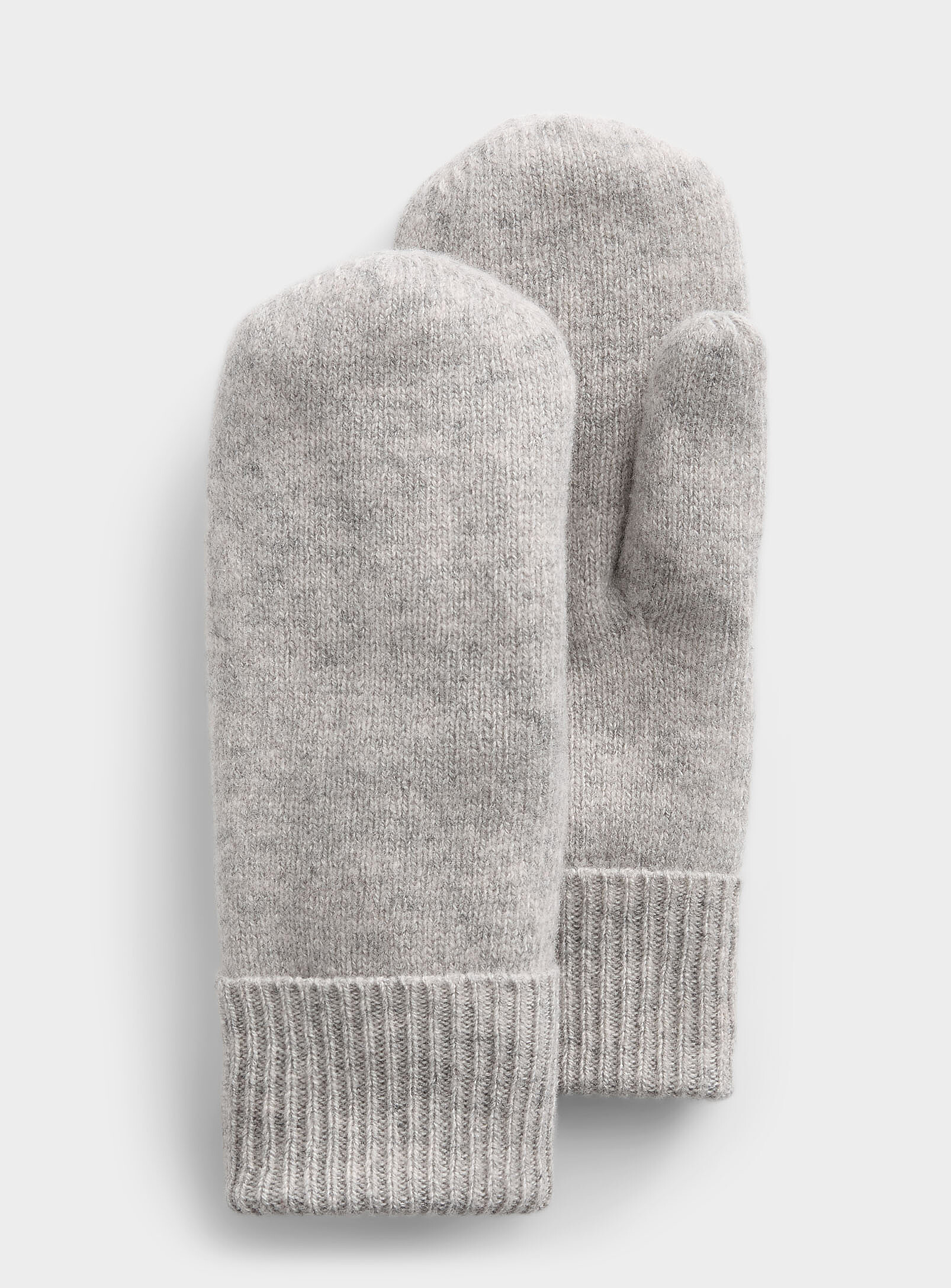 Simon's Solid Knit Mittens Responsible Wool In Gray