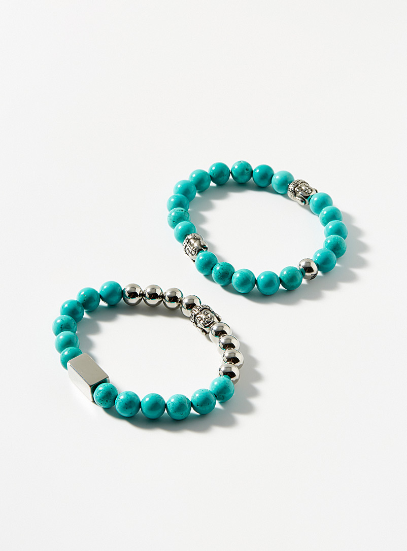 Matt & Nat: Les bracelets pierres turquoises bouddha Ensemble de 2 Bleu pâle-bleu poudre pour homme