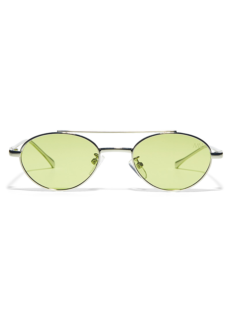 Matt & Nat: Les lunettes de soleil rondes Suzi Vert pâle-lime pour homme