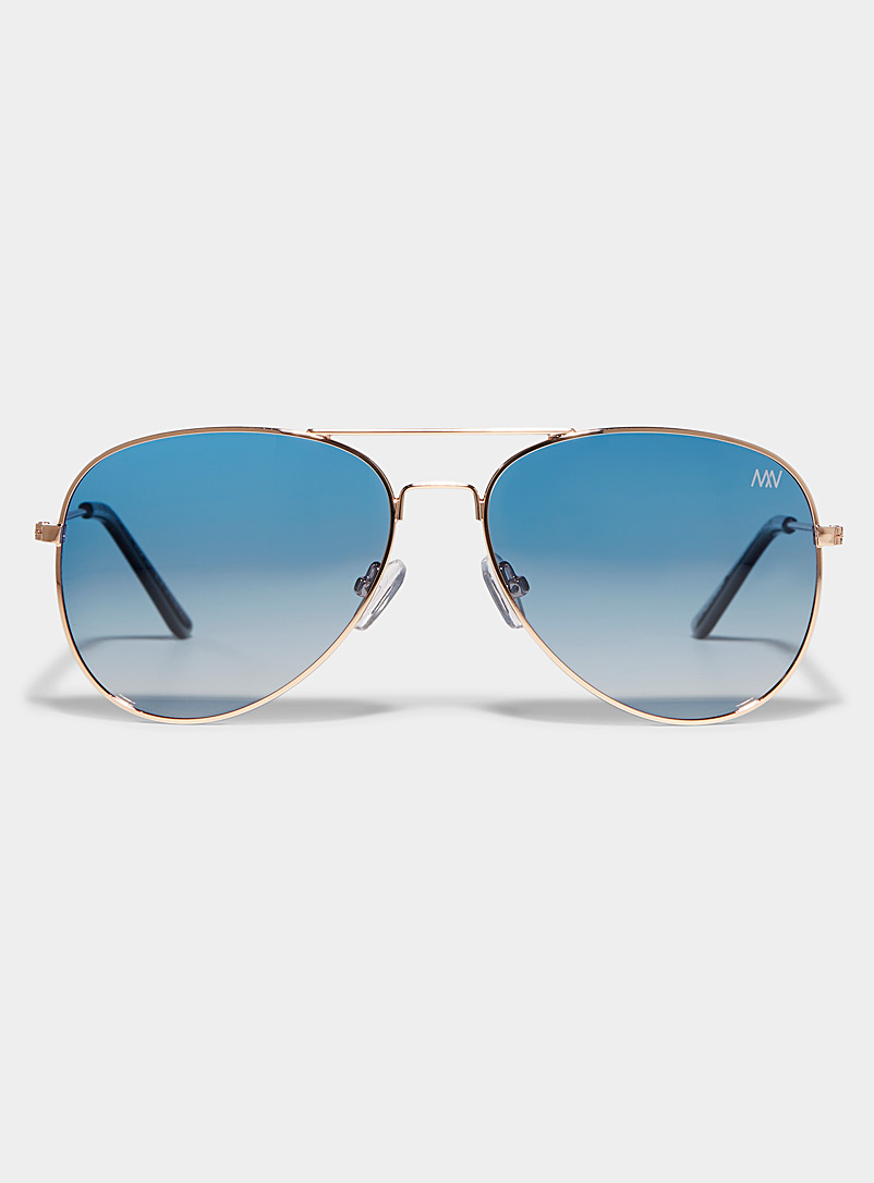Matt & Nat: Les lunettes de soleil aviateur Sadie Bleu à motifs pour homme