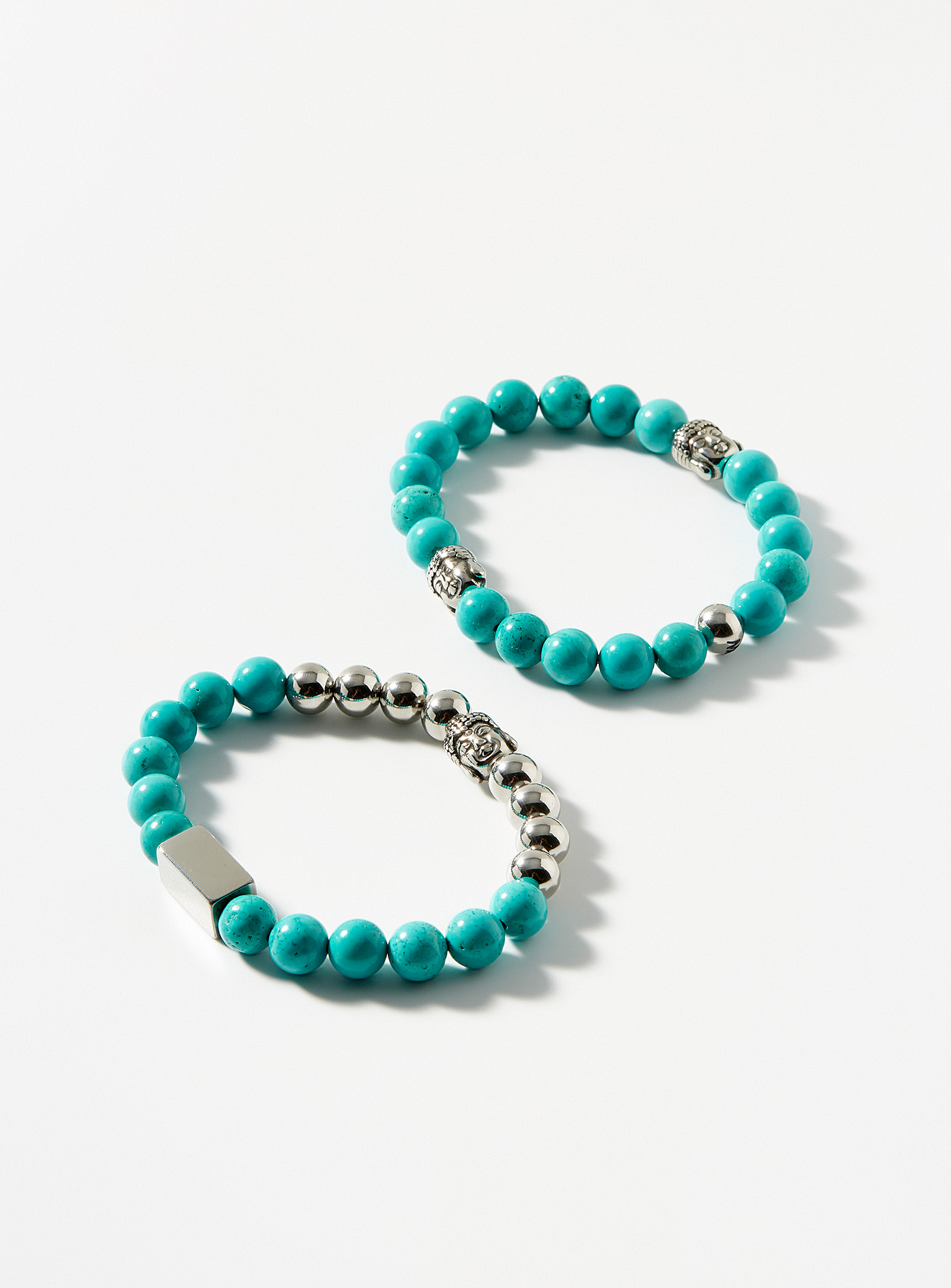 Matt & Nat Buddha Turquoise Bracelets Set Of 2 In Baby Blue