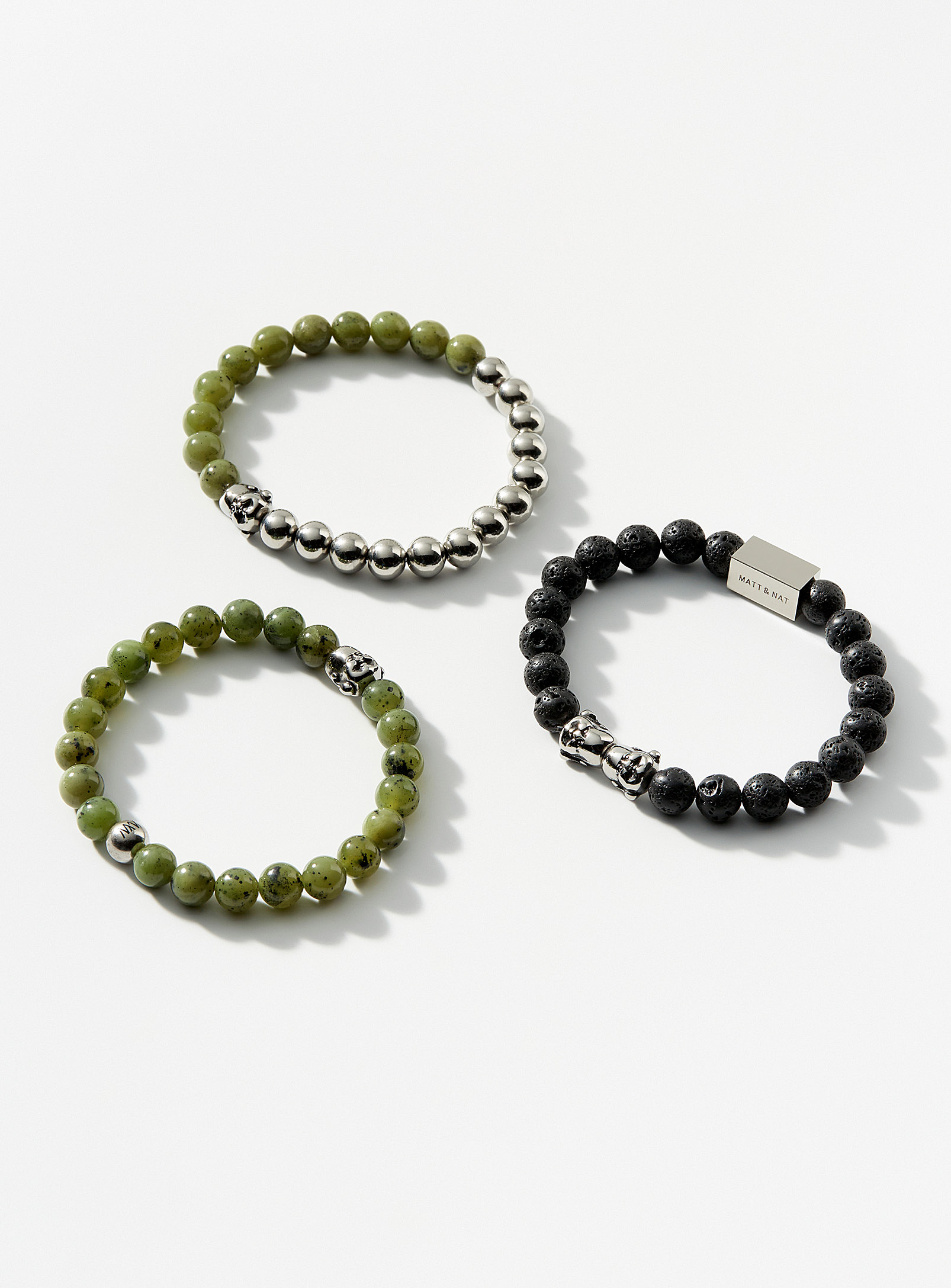 Matt & Nat - Les bracelets pierres de jade bouddha Ensemble de 3