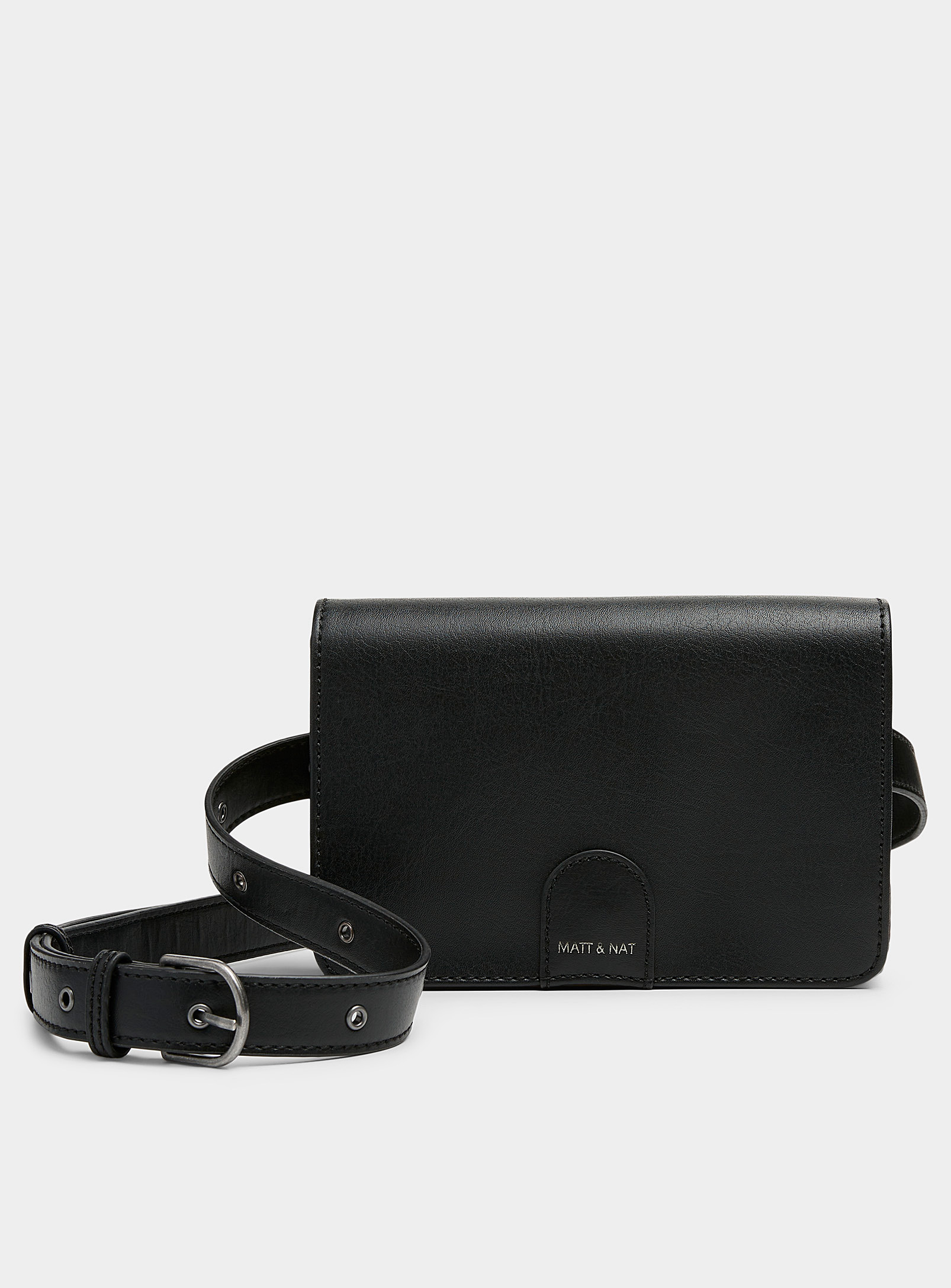 Matt & Nat Nino Minimalist Flap Belt Bag In Black