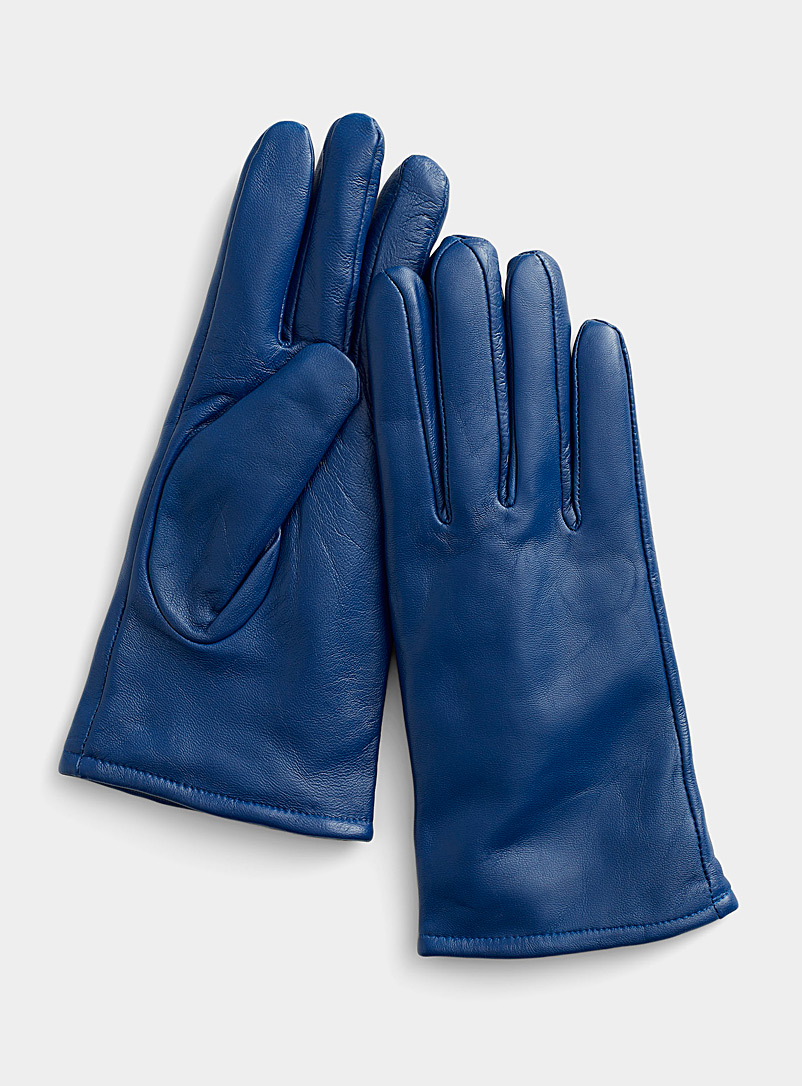 Simons Sapphire Blue Colourful leather gloves for women