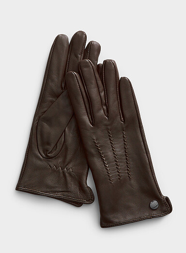 Serrated topstitch leather gloves