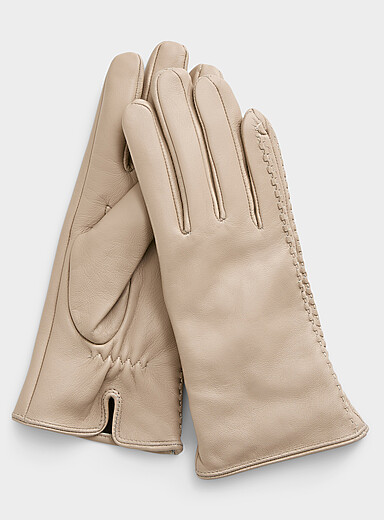 Side braid leather gloves