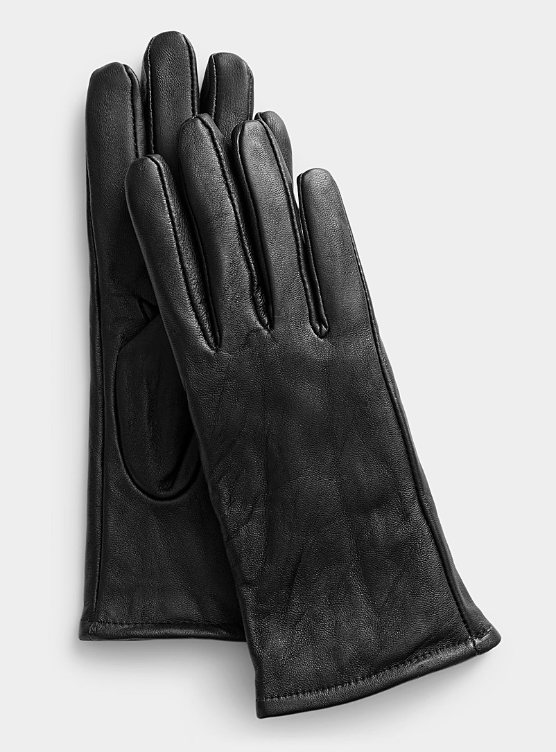 Simons Black Colourful leather gloves for women