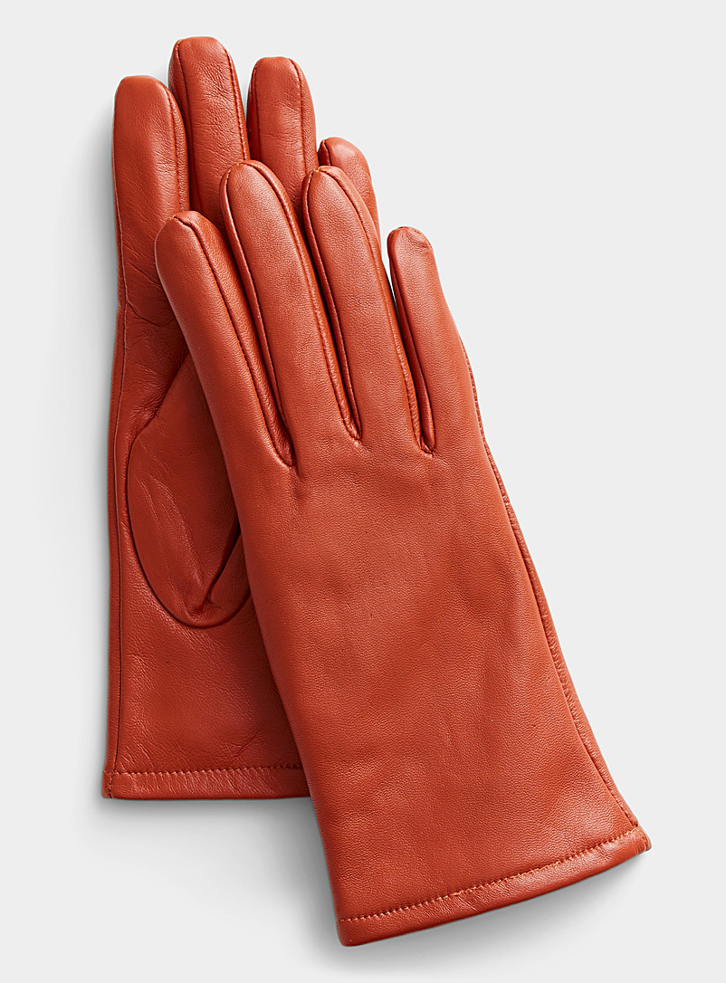 Simons: Le gant de cuir coloré Cuivre rouille pour femme