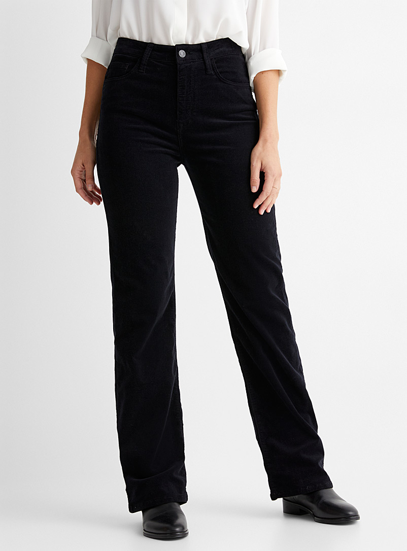 Mavi Black Victoria rib-knit velvet pants for women