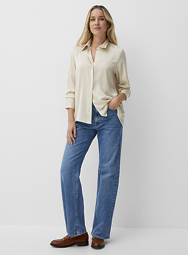 Mavi Blue Taylor pale-indigo stretch jean <b>Fit: Straight leg, high rise</b> for women